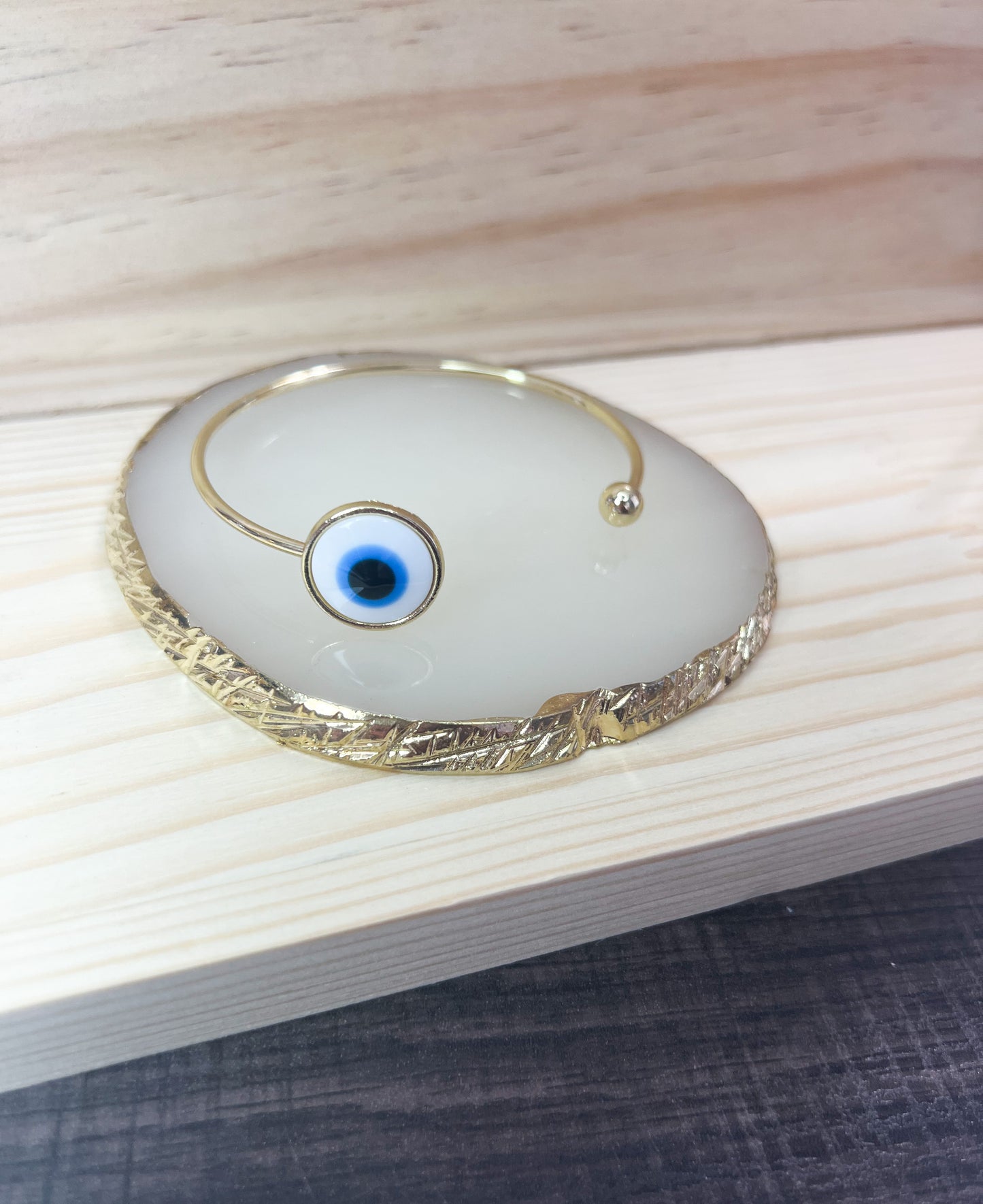 Evil Eye White Cuff Bangle Bracelet