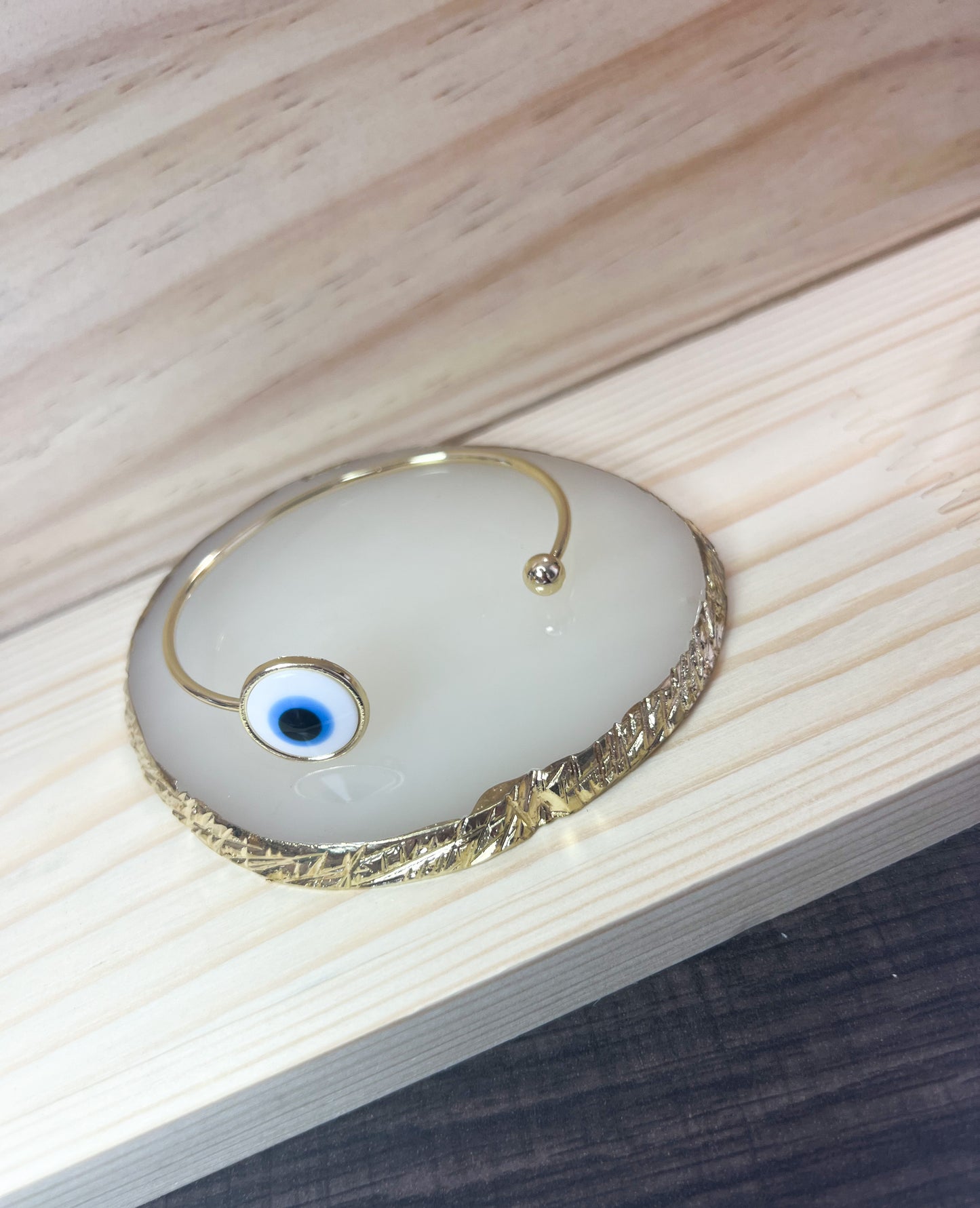 Evil Eye White Cuff Bangle Bracelet